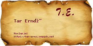 Tar Ernő névjegykártya